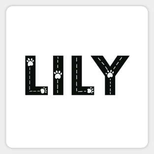 Lily cat name made of hand drawn paw prints Sticker